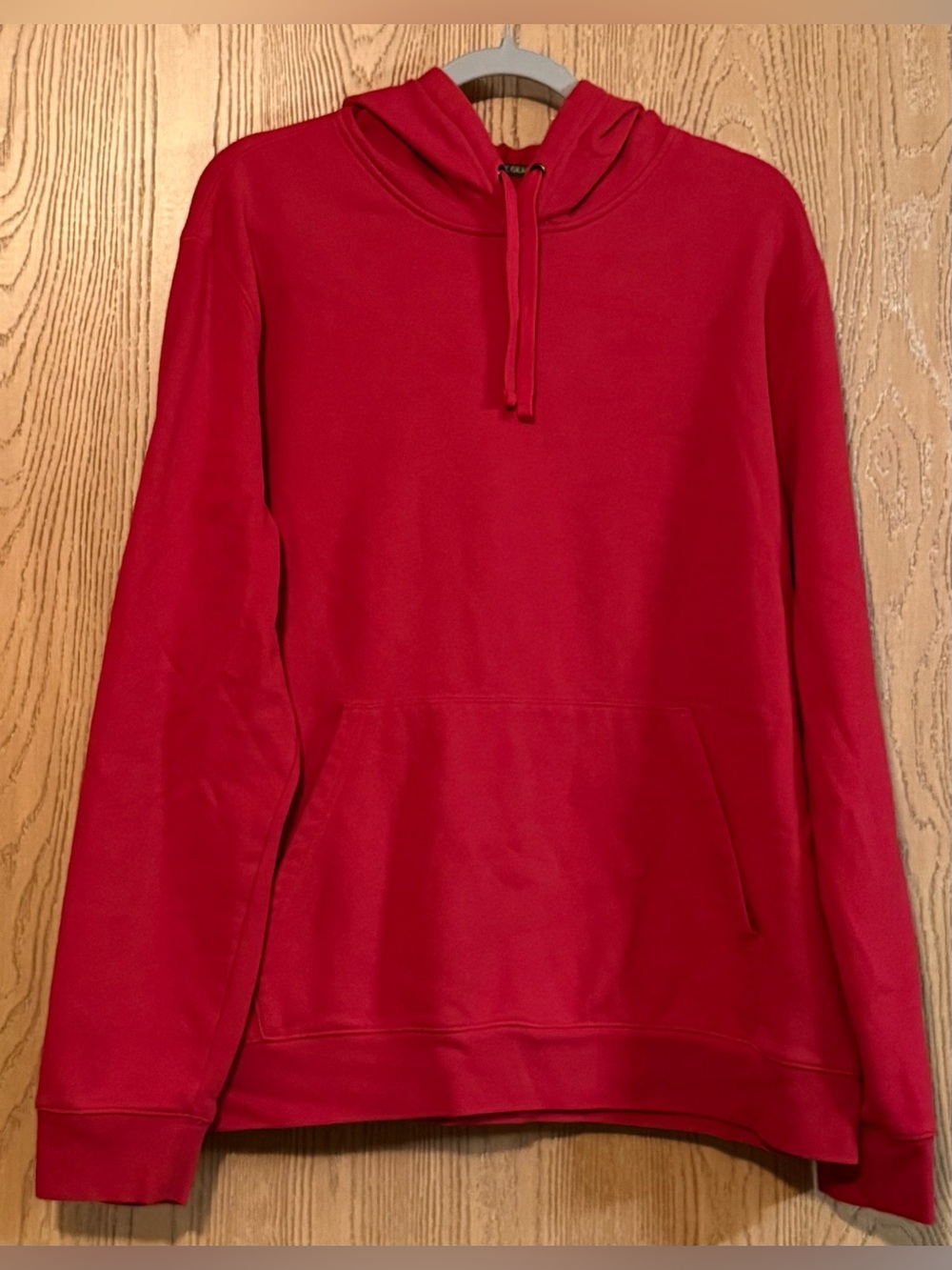 Men’s Red Hooded Pullover Sweatshirt with Kangaroo Pocket